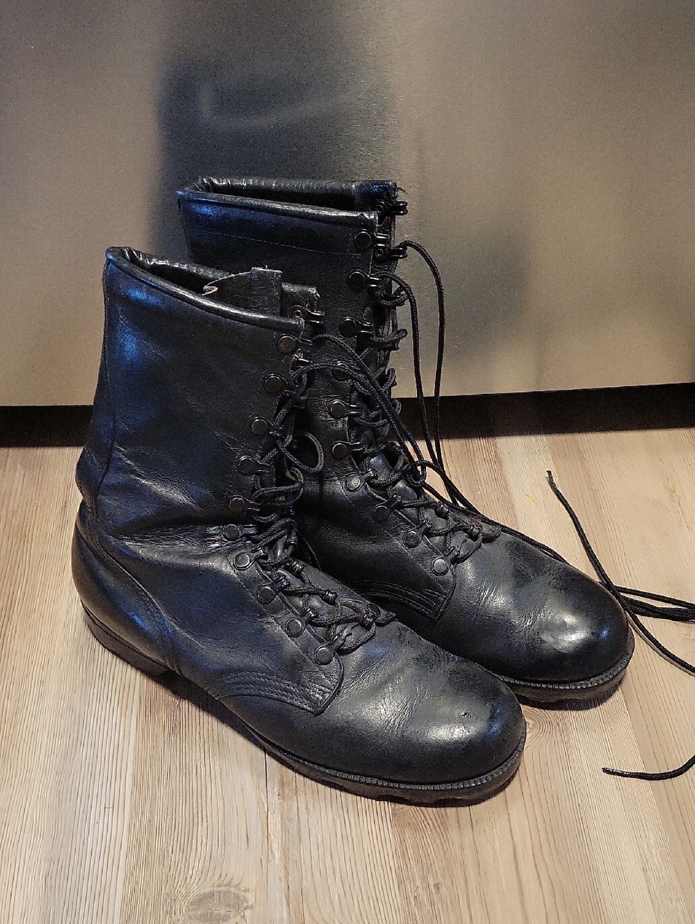 Ro Search Black Leather Lace-Up Men's Combat Boots
